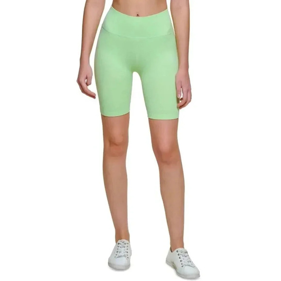 Calvin Klein Performance Women's High-Rise Ribbed Bike Short Key Lime Size:S M - Picture 2 of 5